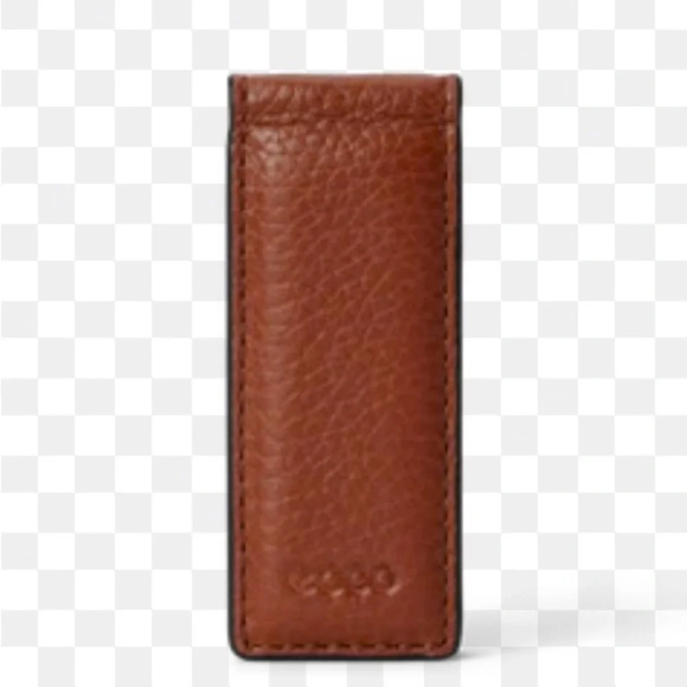 Ecco Brown Leather Wallet Money Clip with Textured Finish NWT